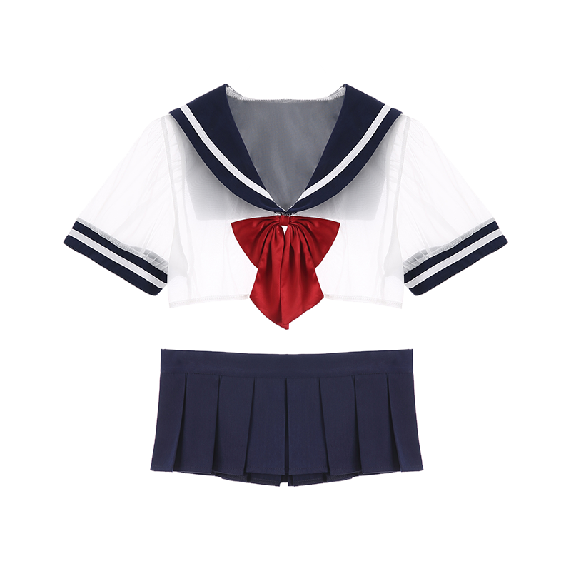 Cosplay – tenue transparente, jupe plissée pour étudiant pur, uniforme, costume-bleu