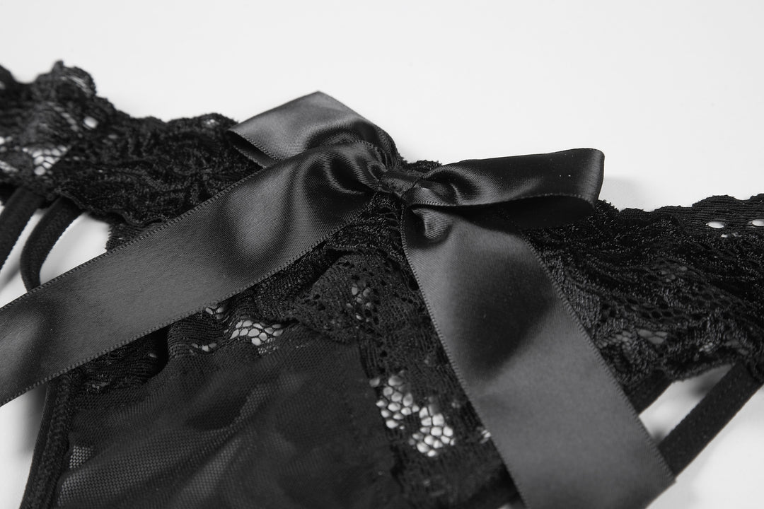 Sexy lace hollow bow low waist briefs