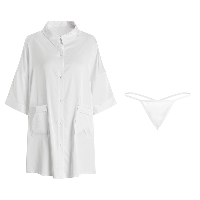 Chemise sexy transparente pour petit ami, jupe courte, costume uniforme