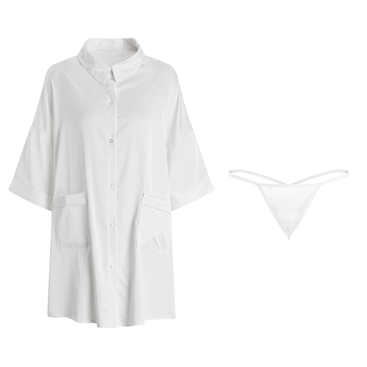 Chemise sexy transparente pour petit ami, jupe courte, costume uniforme