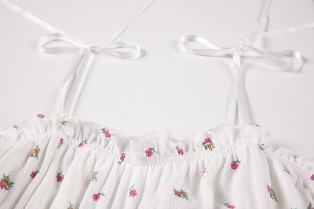Sweet floral lace-up suspender nightdress